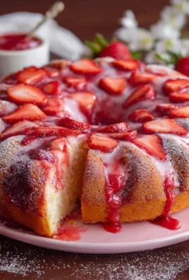 Easy Strawberry Cake with Strawberry Sauce