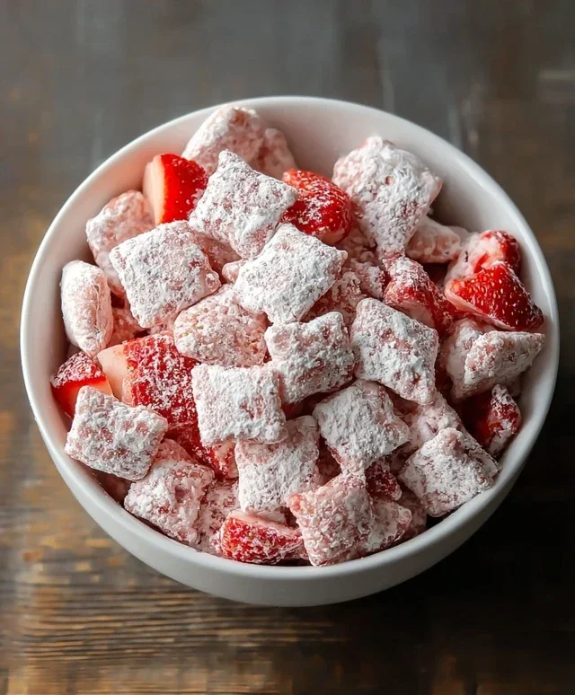 Easy Strawberry Shortcake Puppy Chow