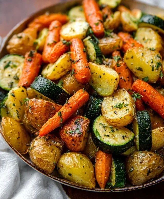 Garlic Herb Roasted Potatoes Carrots and Zucchini