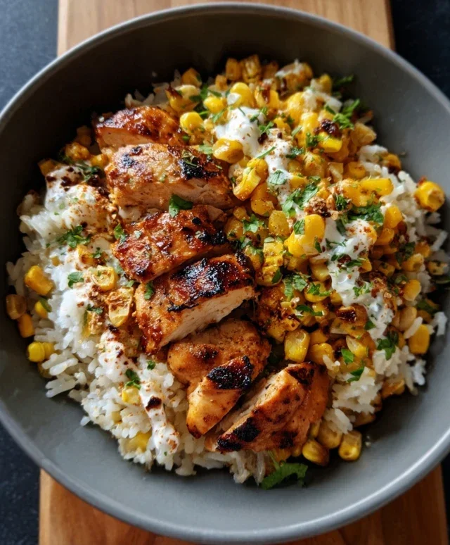 Street Corn Chicken Rice Bowl