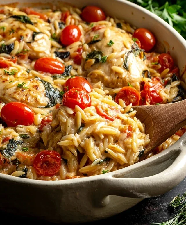 Orzo Tuscan Chicken Bake