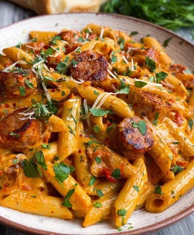 One Pot Creamy Cajun Sausage Pasta (30-Minutes)