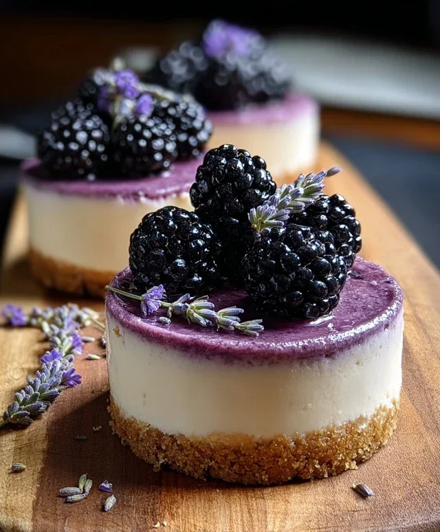 Luscious Blackberry Lavender Cheesecakes