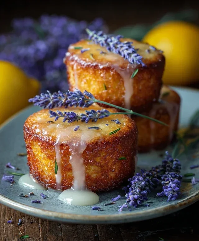 Mini Lemon Cakes With Lavender Glaze
