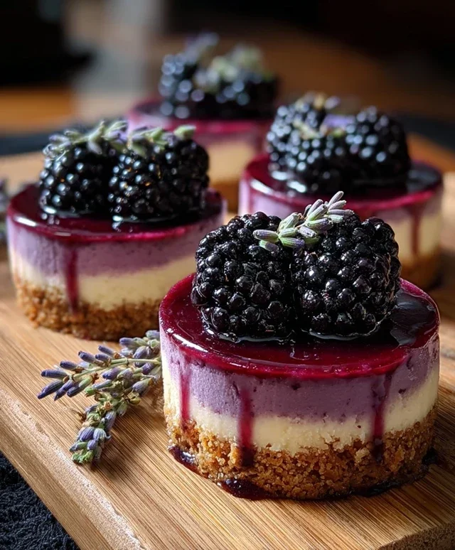 Luscious Blackberry Lavender Cheesecakes