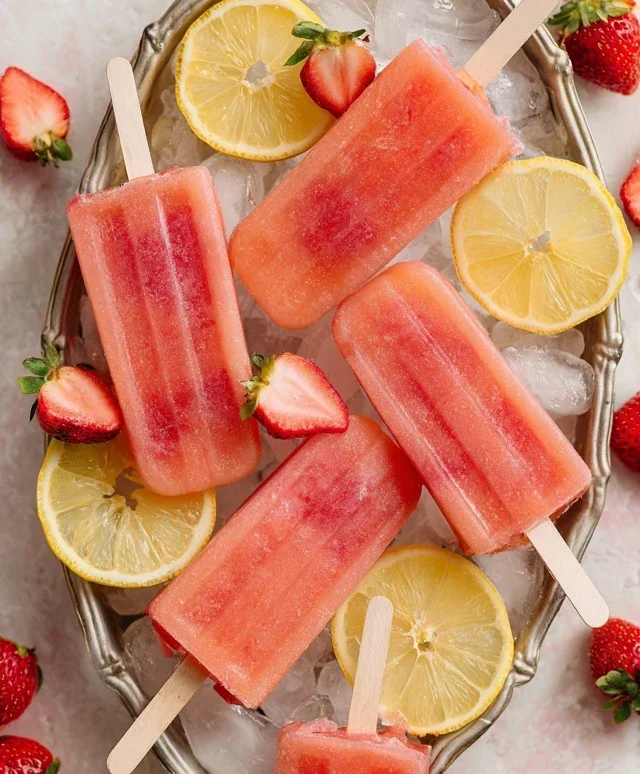 Strawberry Lemonade Popsicles
