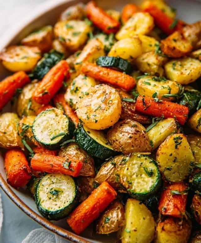 Garlic Herb Roasted Potatoes Carrots and Zucchini