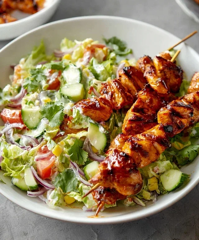 BBQ Chicken Skewer Salad