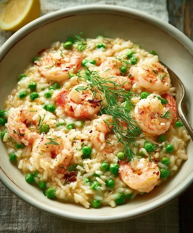 Shrimp Risotto with Peas