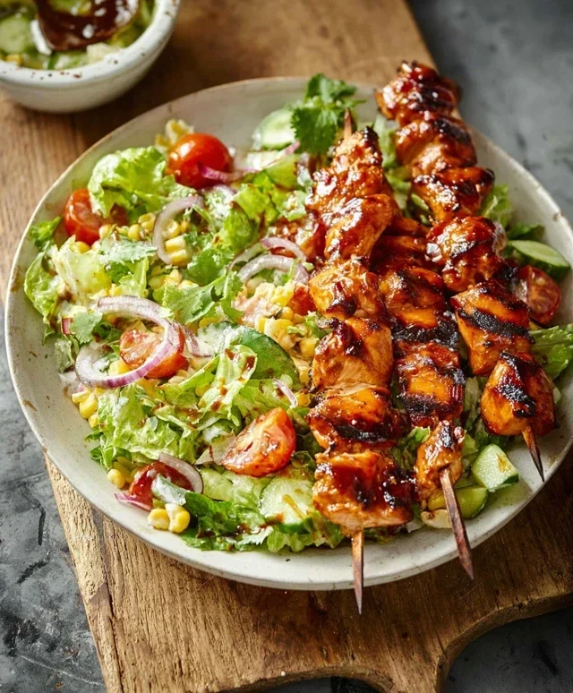 BBQ Chicken Skewer Salad