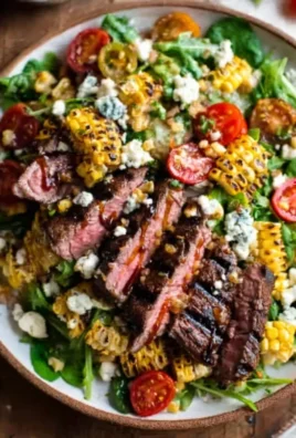 Balsamic Steak Gorgonzola Salad with Grilled Corn